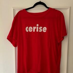 J. Crew Red Short Sleeve Tee with White 'cerise' Graphic